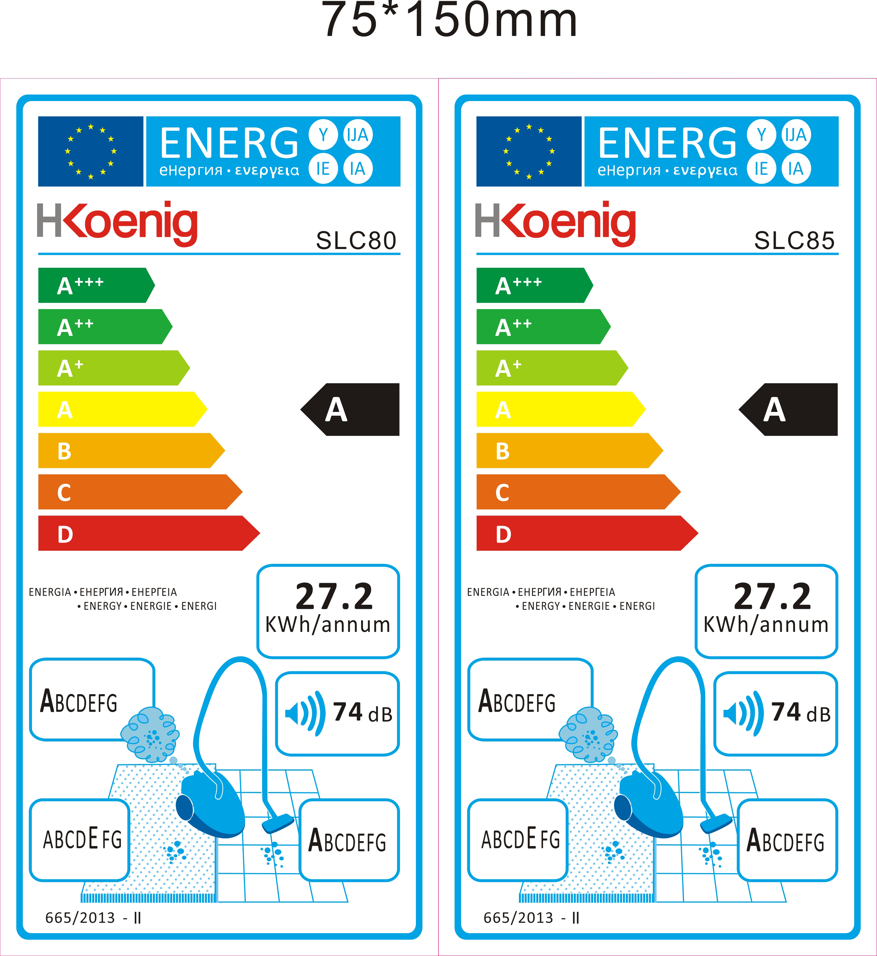 H.KOENIG SLC80 ASPIRATEUR POLYCYCLONIQUE SANS SAC SILENCIEUX BLEU